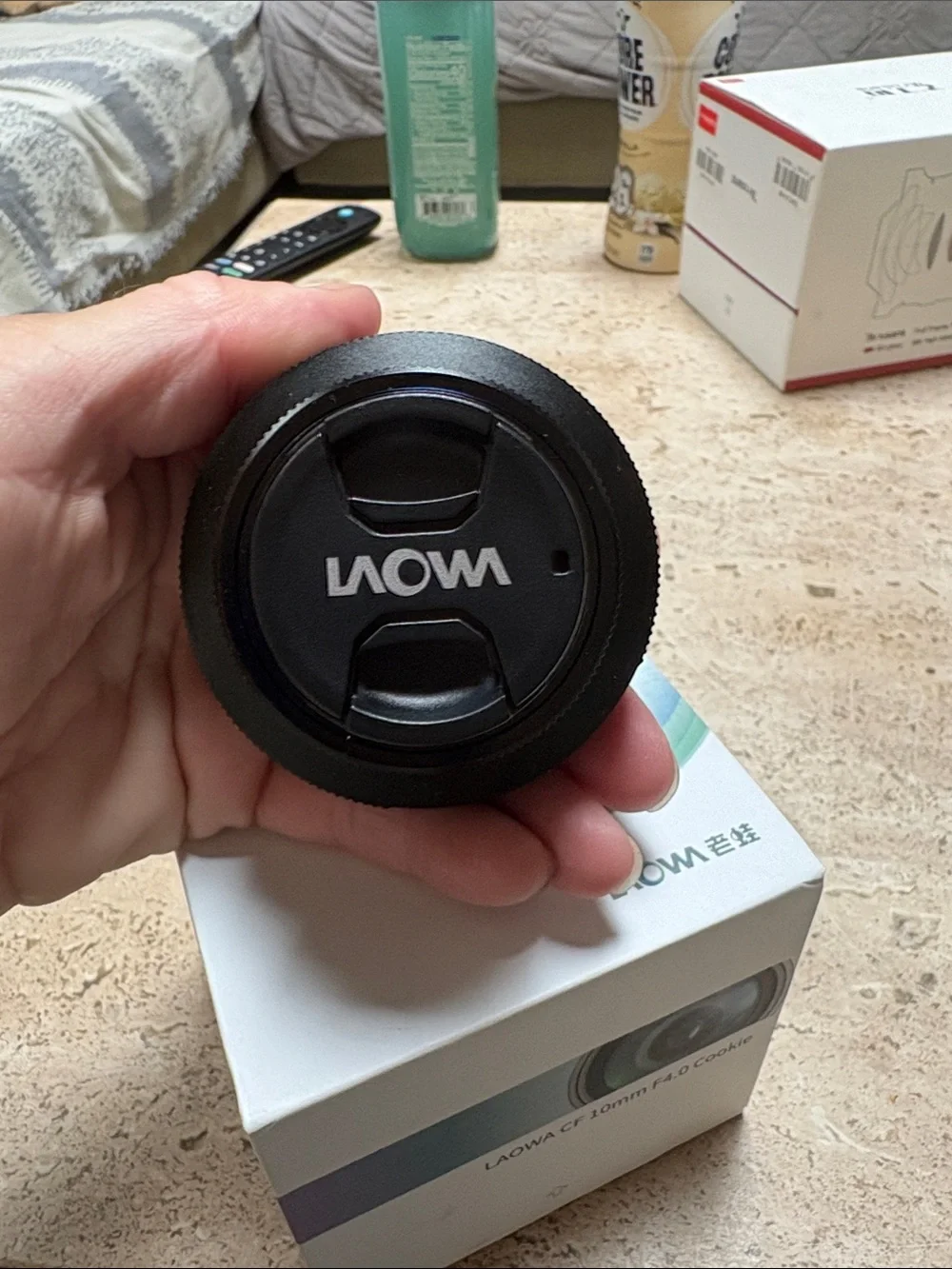 LAOWA CF 10mm F4.0 Cookie Lens - White with Blue/Green Accent Brand NEVER USED